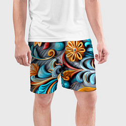 Шорты спортивные мужские Растительный узор - нейросеть, цвет: 3D-принт — фото 2