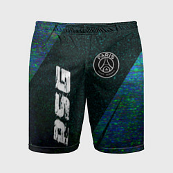 Шорты спортивные мужские PSG glitch blue, цвет: 3D-принт