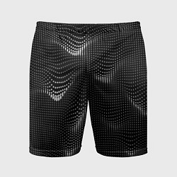 Шорты спортивные мужские Чёрная оптическая иллюзия из точек, цвет: 3D-принт