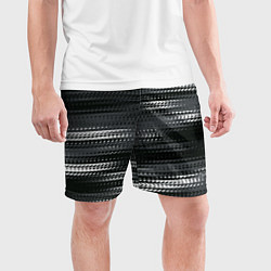 Шорты спортивные мужские Тёмный серый абстрактные полосы, цвет: 3D-принт — фото 2