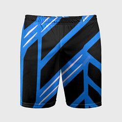 Мужские спортивные шорты Black and white stripes on a blue background