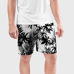 Шорты спортивные мужские Чёрно белые пальмы, цвет: 3D-принт — фото 2