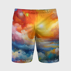 Шорты спортивные мужские Закат солнца - разноцветные облака, цвет: 3D-принт