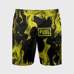 Шорты спортивные мужские PUBG жёлтый огонь, цвет: 3D-принт