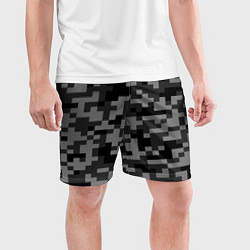 Шорты спортивные мужские Камуфляжные пиксели блэк, цвет: 3D-принт — фото 2