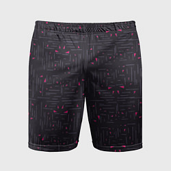 Шорты спортивные мужские Розовые треугольники на темном, цвет: 3D-принт