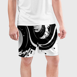 Шорты спортивные мужские Чёрно-белая экспрессивная абстракция, цвет: 3D-принт — фото 2