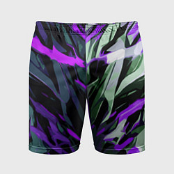 Шорты спортивные мужские Хаотичная чёрно-фиолетово абстракция, цвет: 3D-принт