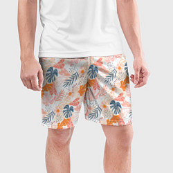 Шорты спортивные мужские Паттерн узор листьев, цвет: 3D-принт — фото 2
