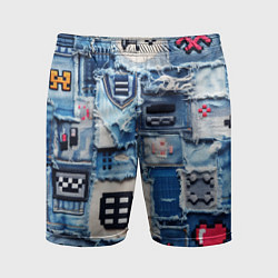 Шорты спортивные мужские Геймерские знаки на пэчворк, цвет: 3D-принт