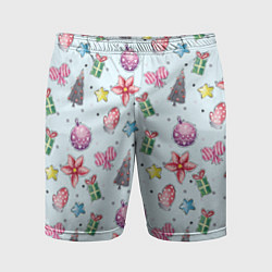 Шорты спортивные мужские Новогодний фон, цвет: 3D-принт