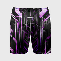 Шорты спортивные мужские Purple lines on a black background, цвет: 3D-принт