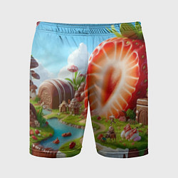 Шорты спортивные мужские Клубничная планета - нейроарт фантазия, цвет: 3D-принт