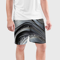 Шорты спортивные мужские Полированный серебряный металл, цвет: 3D-принт — фото 2