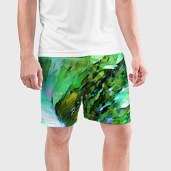 Шорты спортивные мужские Зелёная абстракция, цвет: 3D-принт — фото 2