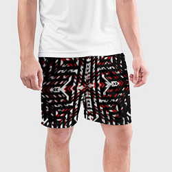 Шорты спортивные мужские Чёрно-красные диагональные полосы на белом фоне, цвет: 3D-принт — фото 2
