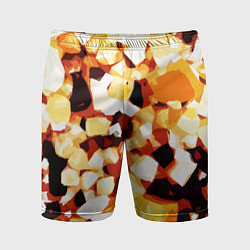 Шорты спортивные мужские Жёлто-белая абстракция на чёрном фоне, цвет: 3D-принт