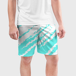Шорты спортивные мужские The color is light blue and white, цвет: 3D-принт — фото 2