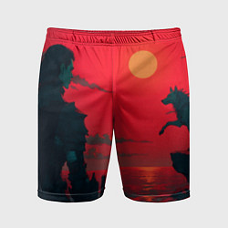 Мужские спортивные шорты Человек и волк