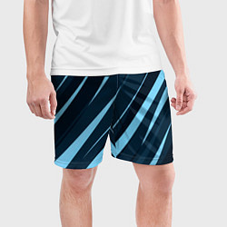 Шорты спортивные мужские Тёмный бирюзовый контрастные полосы, цвет: 3D-принт — фото 2