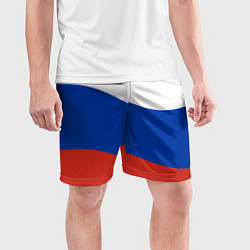Шорты спортивные мужские Флаг России волной, цвет: 3D-принт — фото 2