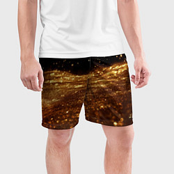 Шорты спортивные мужские Золотистые крупицы на черном, цвет: 3D-принт — фото 2