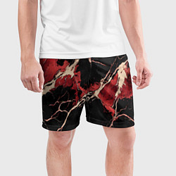 Шорты спортивные мужские Красно-черная потертая текстура, цвет: 3D-принт — фото 2