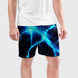 Шорты спортивные мужские Голубой разлом из молний, цвет: 3D-принт — фото 2