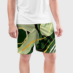 Шорты спортивные мужские Зеленый природный паттерн, цвет: 3D-принт — фото 2