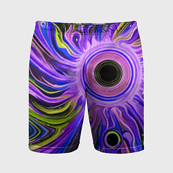 Шорты спортивные мужские Абстрактный неоновый космос - чёрная дыра, цвет: 3D-принт