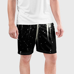 Шорты спортивные мужские Белые брызги на черном, цвет: 3D-принт — фото 2