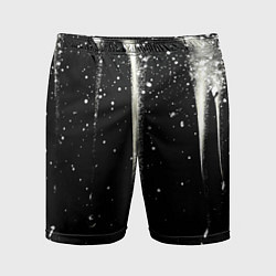 Шорты спортивные мужские Белые брызги на черном, цвет: 3D-принт