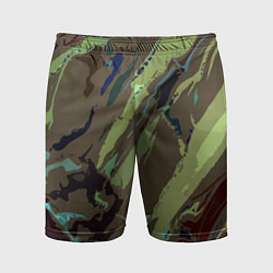 Шорты спортивные мужские Абстракция тон хаки, цвет: 3D-принт