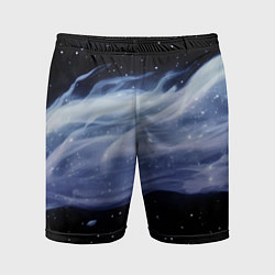 Шорты спортивные мужские Синяя волна в космосе - текстура, цвет: 3D-принт
