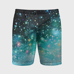 Шорты спортивные мужские Бирюзовые блестки фон, цвет: 3D-принт