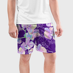 Шорты спортивные мужские Японские акварельные орхидеи, цвет: 3D-принт — фото 2