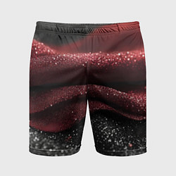 Шорты спортивные мужские Черно-красная волнистая текстура, цвет: 3D-принт