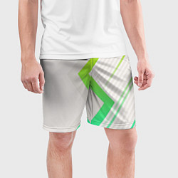 Шорты спортивные мужские Color white line green, цвет: 3D-принт — фото 2