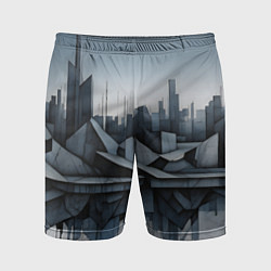 Шорты спортивные мужские Небоскребы и скалы, цвет: 3D-принт