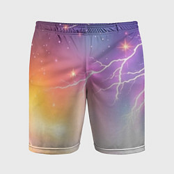 Шорты спортивные мужские Магический фон с молниями и звездами, цвет: 3D-принт