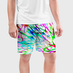Шорты спортивные мужские Неоновые краски текстура неон, цвет: 3D-принт — фото 2
