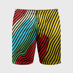 Шорты спортивные мужские Абстрактные цветные линии, цвет: 3D-принт