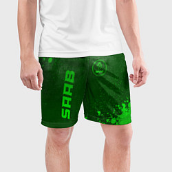 Шорты спортивные мужские Saab - green gradient вертикально, цвет: 3D-принт — фото 2
