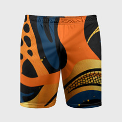 Мужские спортивные шорты Леопардовый с синим и оранжевым