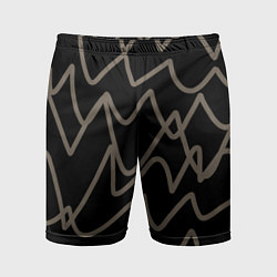Мужские спортивные шорты Кривые рукописные линии чёрно-коричневый