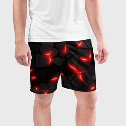 Шорты спортивные мужские Красная неоновая броня, цвет: 3D-принт — фото 2