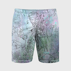 Шорты спортивные мужские Скетч японские дорамы, цвет: 3D-принт