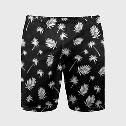 Шорты спортивные мужские Текстура черной гавайской рубашки, цвет: 3D-принт