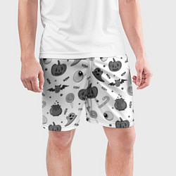 Шорты спортивные мужские Halloween grey and white, цвет: 3D-принт — фото 2