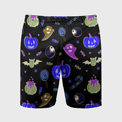 Мужские спортивные шорты Halloween blue black pumpkin